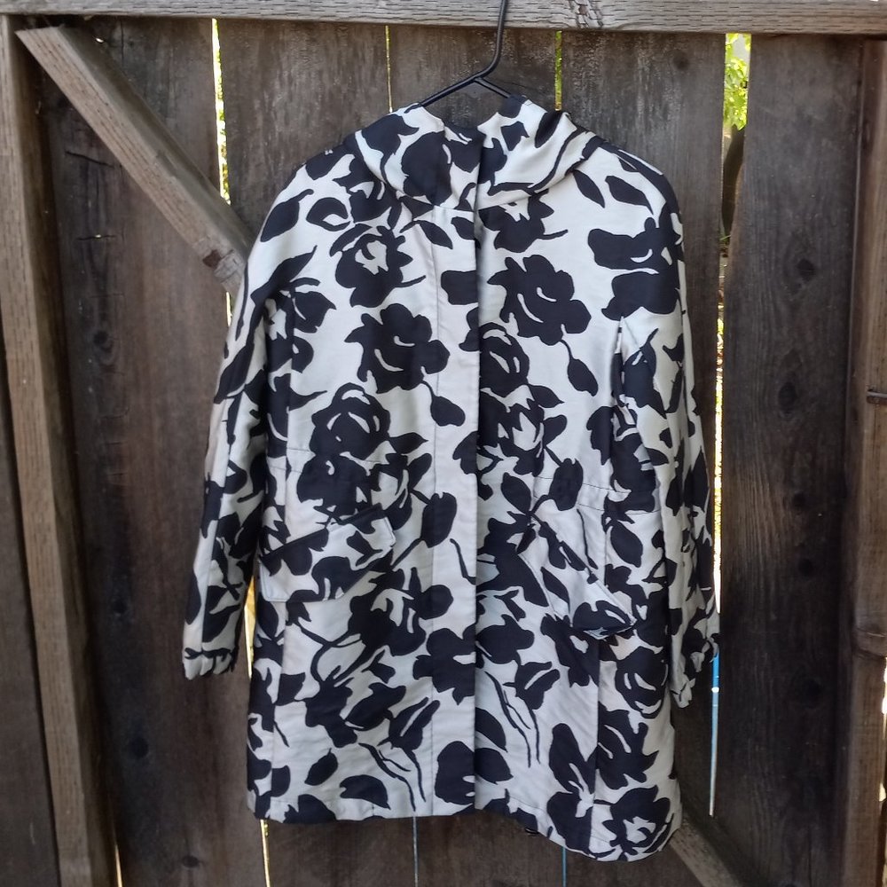 Weekend Max Mara Silver/Black Floral Printed Hooded Raincoat